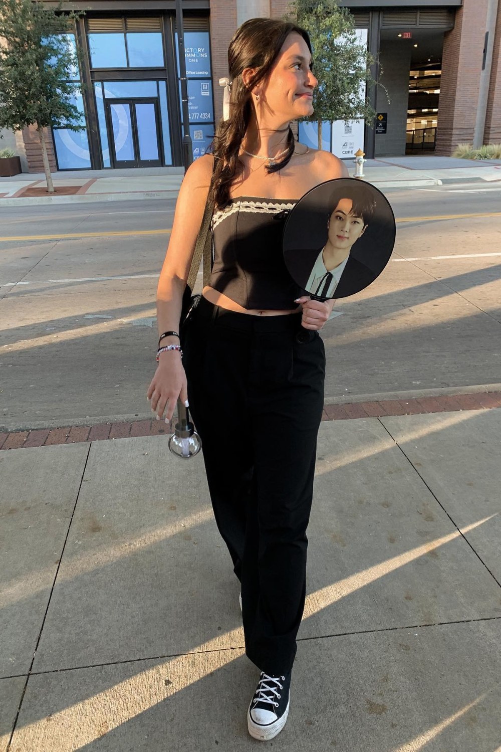 Black Strapless Top and High-Waist Pants