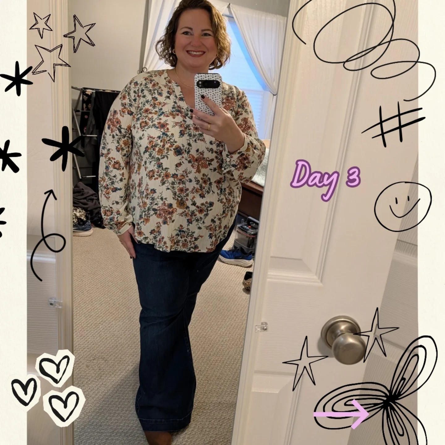 Floral Blouse and Denim