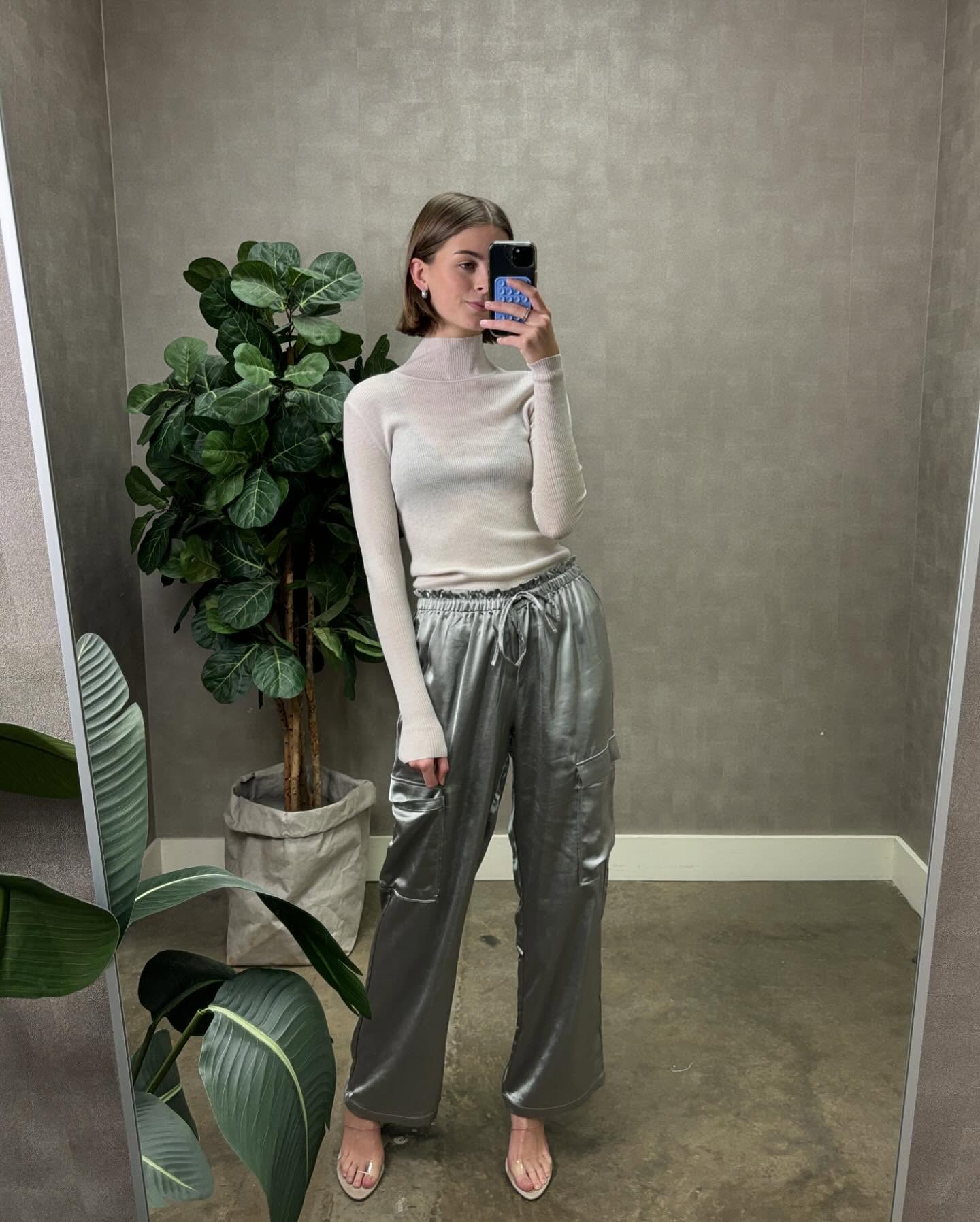 Turtleneck Sweater and Satin Pants