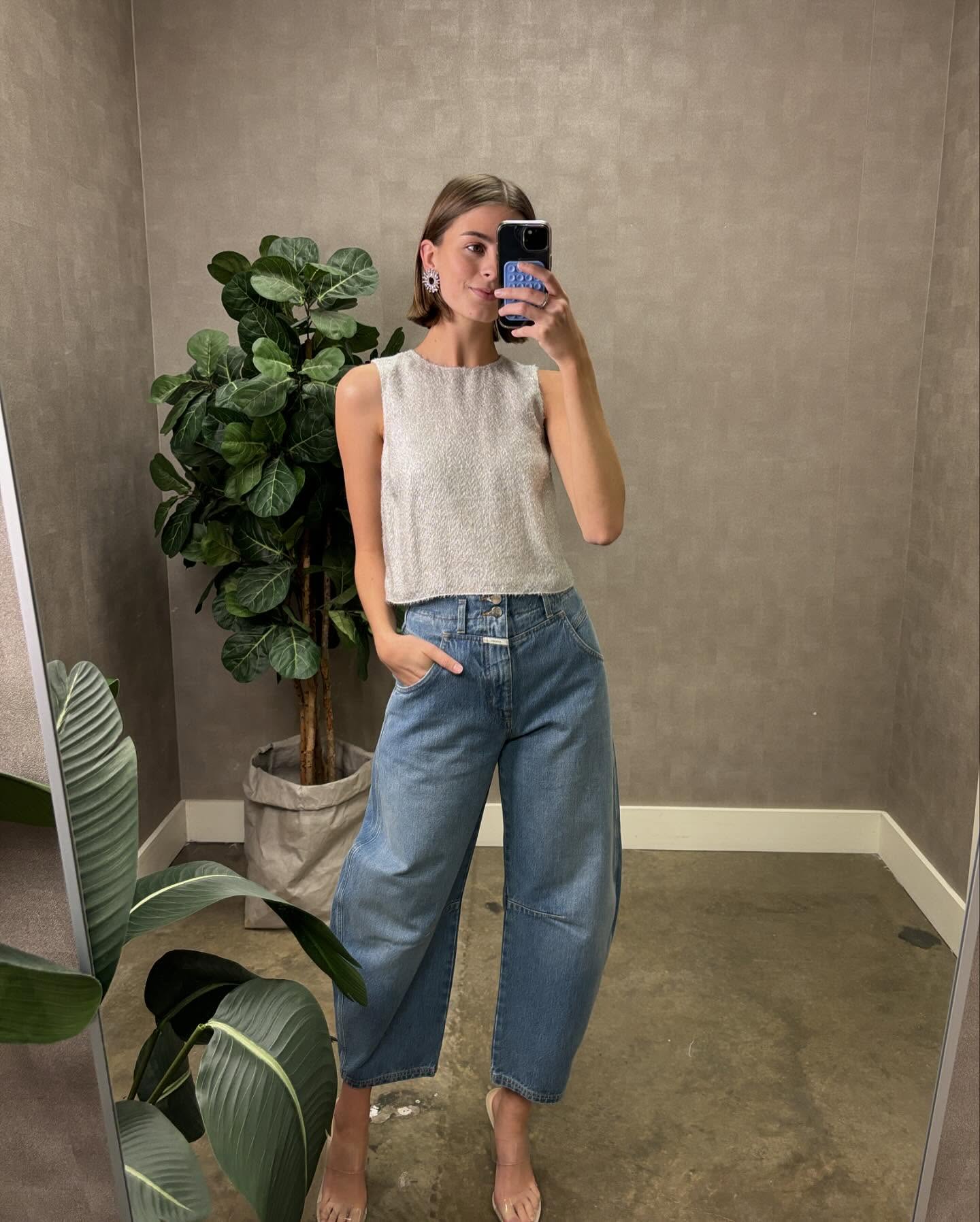 Textured Sleeveless Top and Denim