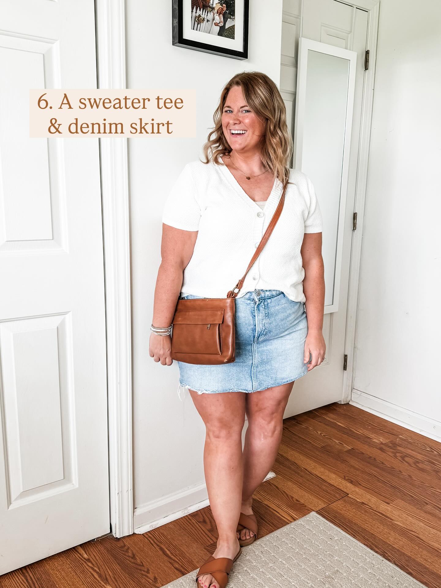 Denim Shirt Dress and Tan Slides