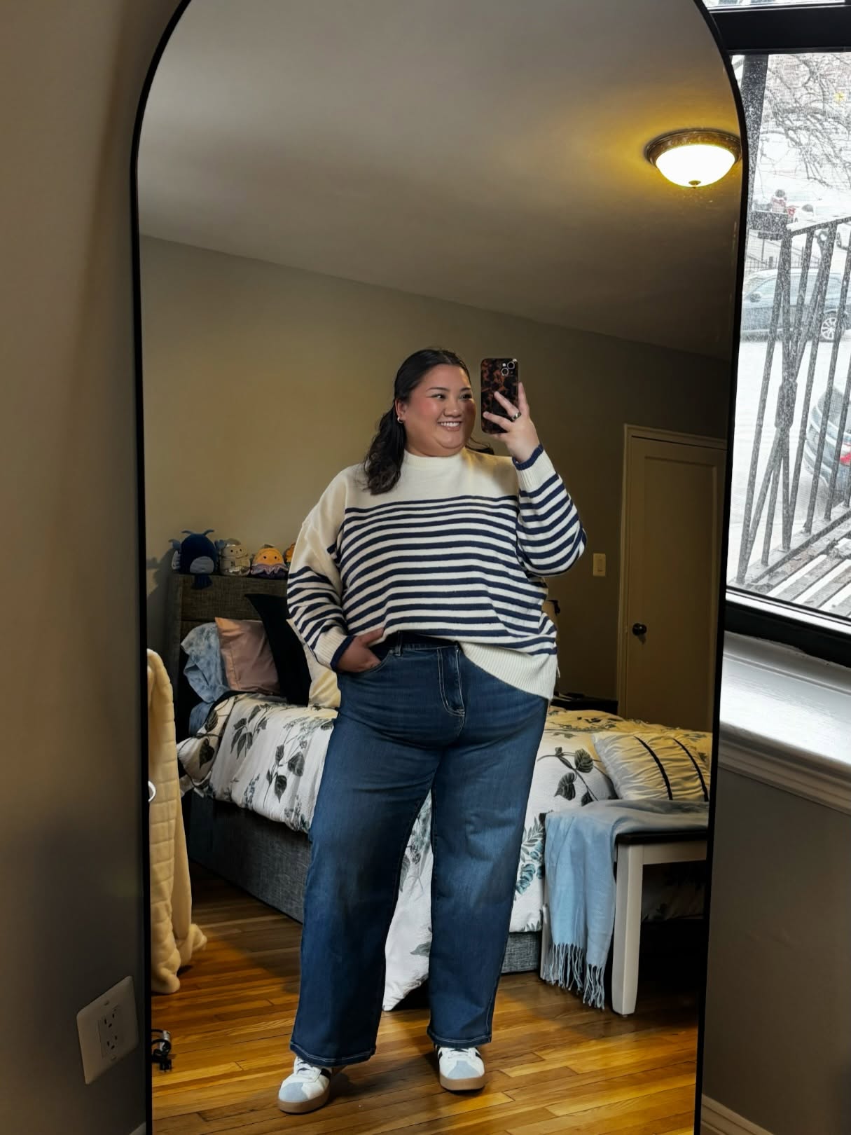 Nautical Sweater and Wide-Leg Jeans