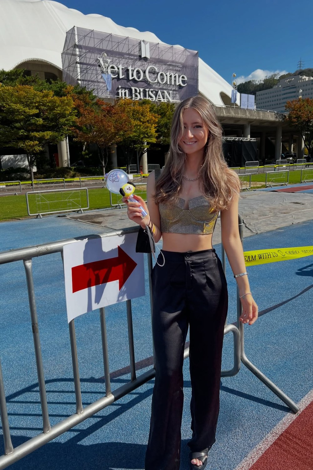 Metallic Bustier and Wide-Leg Pants