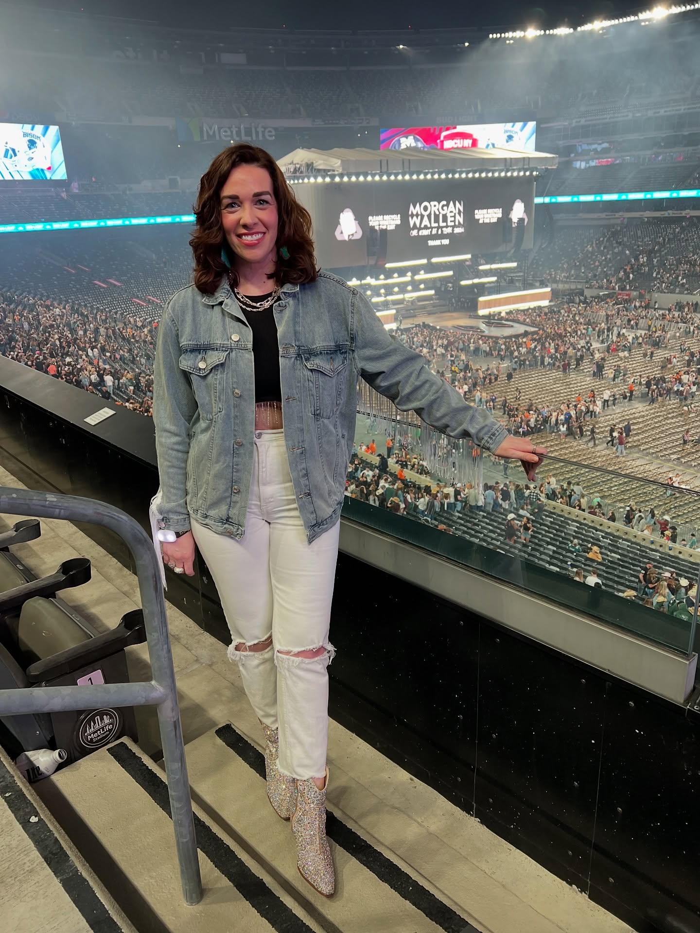 Denim Jacket and White Jeans