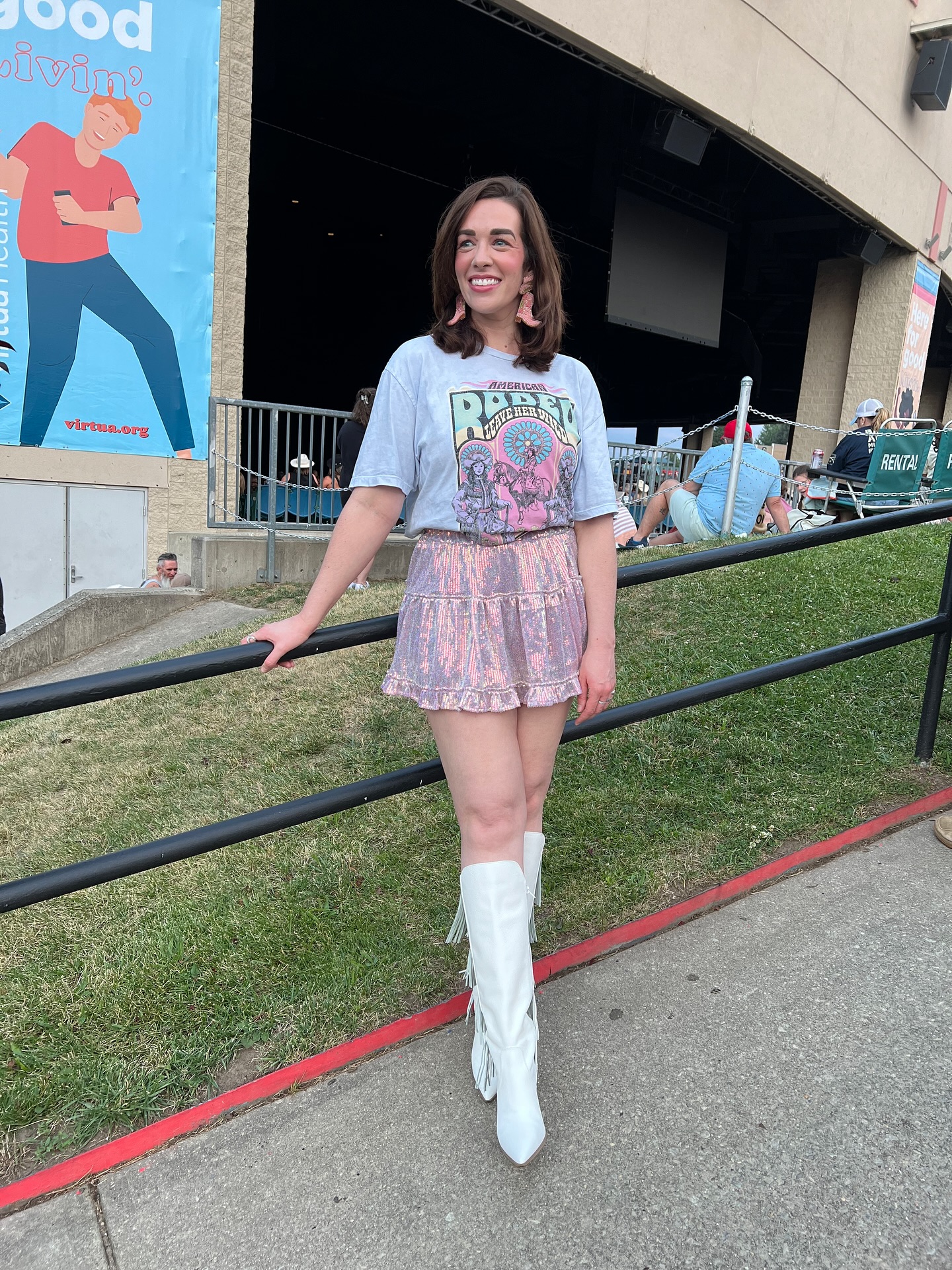 Graphic Tee and Sequined Mini