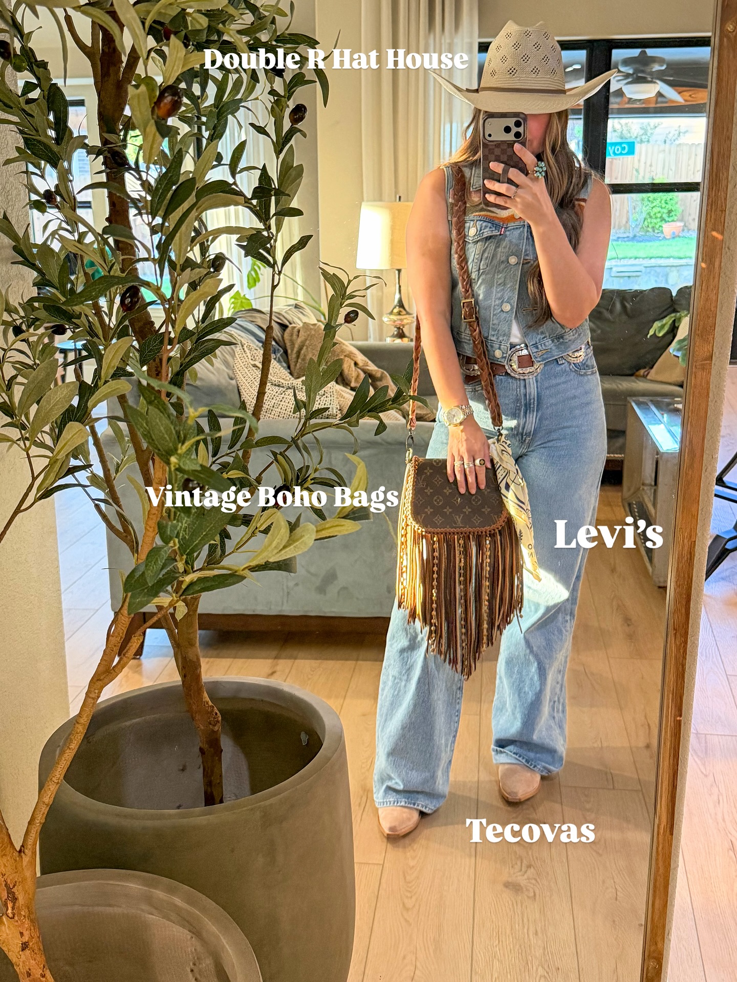 Denim Vest and Wide-Leg Jeans