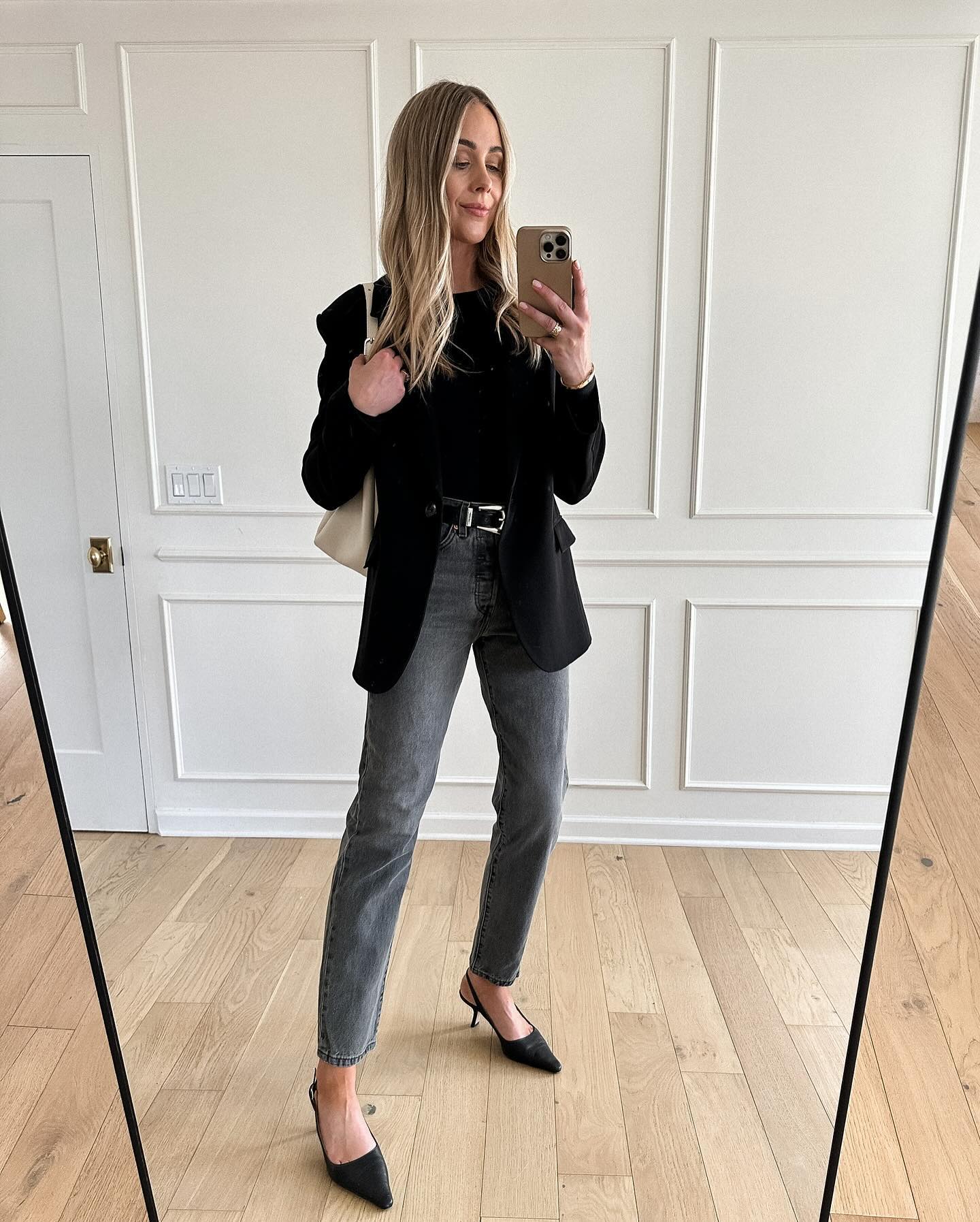 Black T-Shirt and Black Blazer