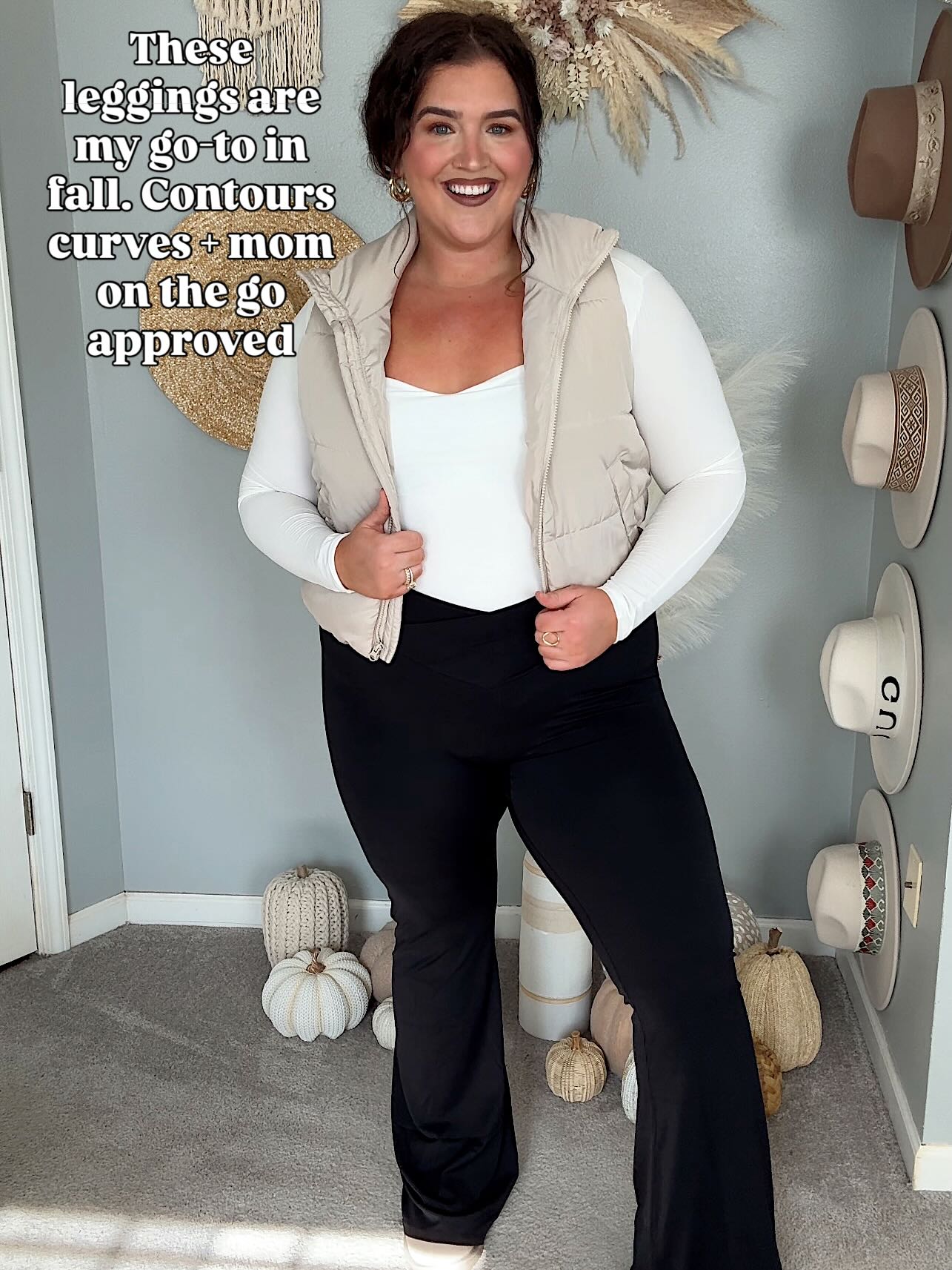 Puffer Vest and Flared Leggings