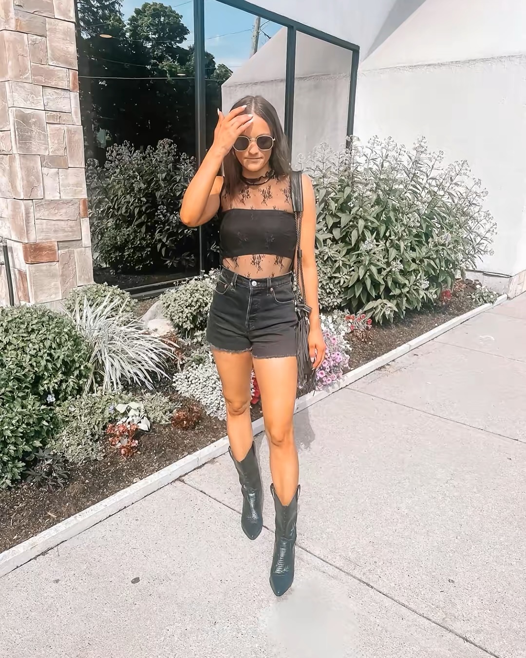 Black Tube Top with Sheer Lace Layer