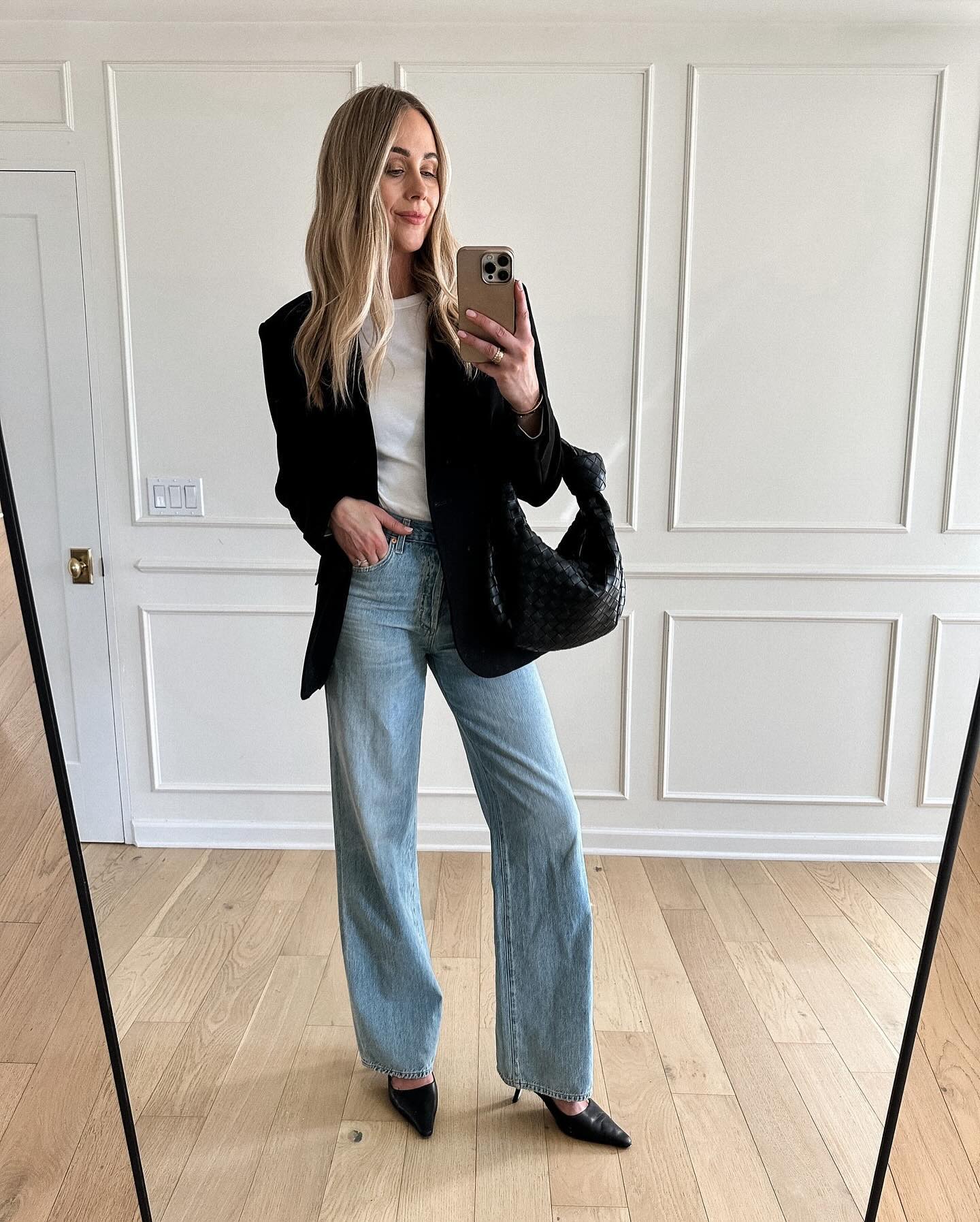 Black Blazer with White Tee