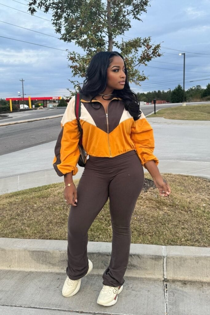 Color-Block Track Jacket and Fitted Leggings