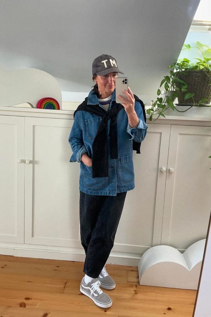 Oversized Denim Jacket and Wide-Leg Pants