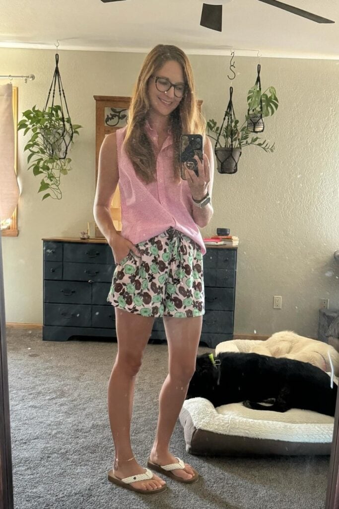 Gingham Sleeveless Top and Printed Shorts