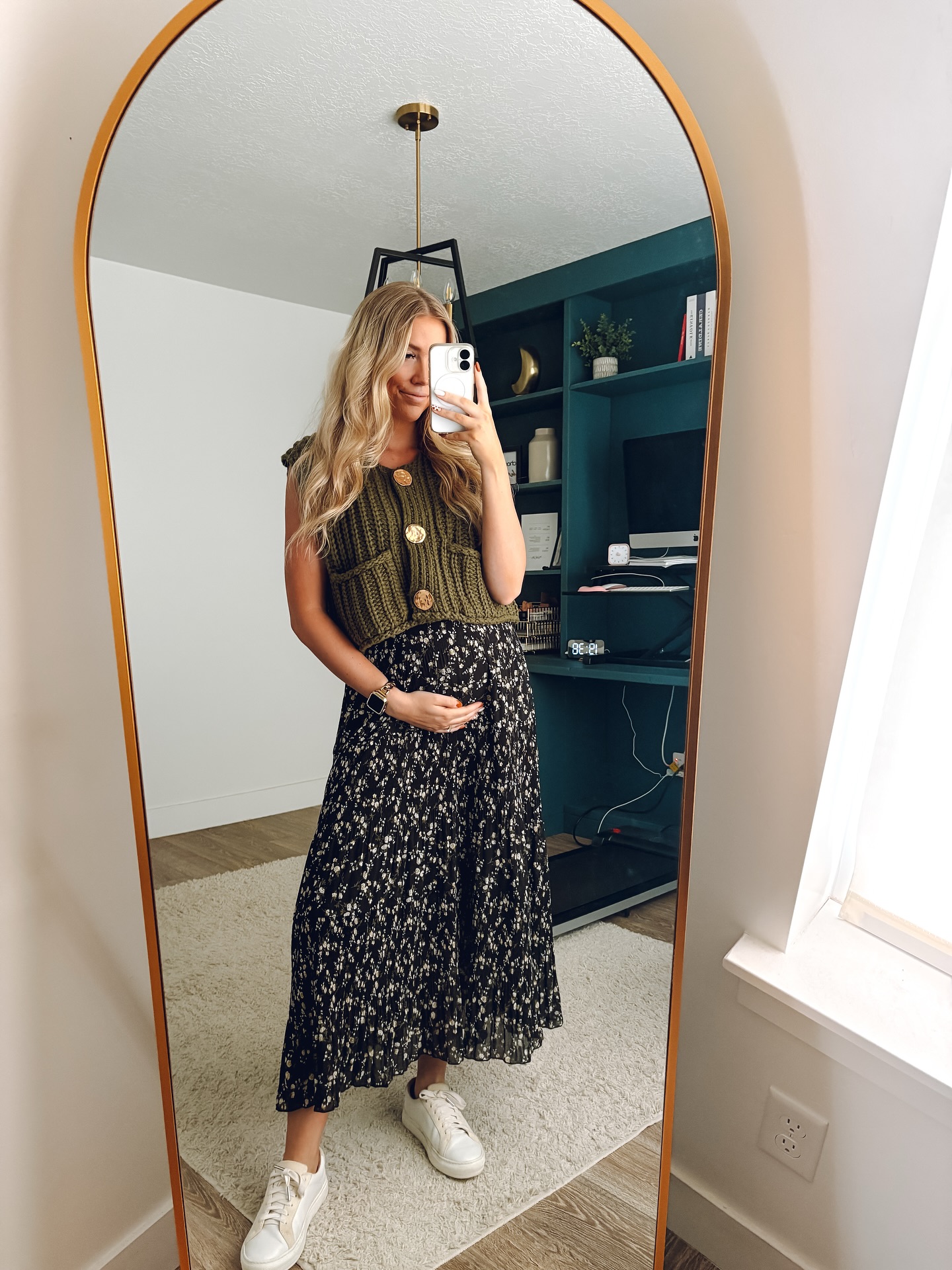 Knit Vest and Floral Skirt