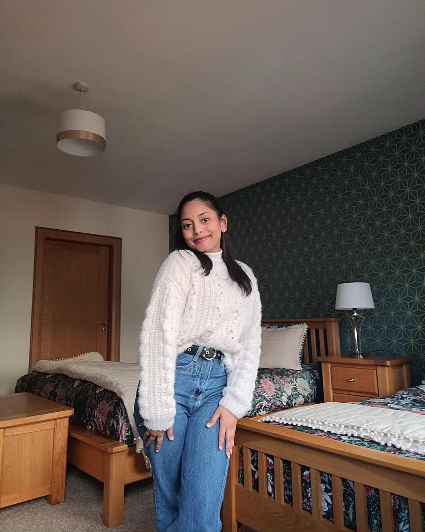 Fluffy Knit Sweater and Jeans