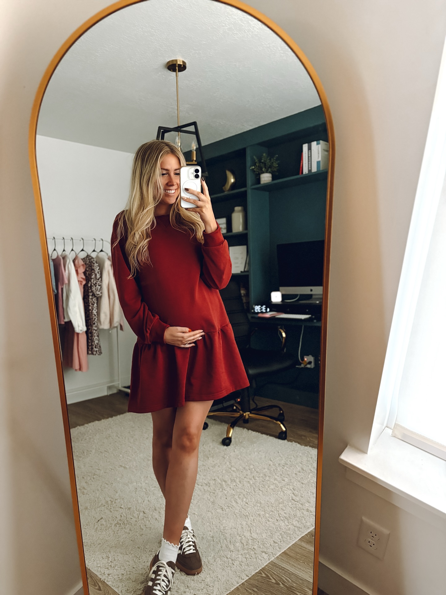 Burgundy Mini Dress with Ankle Socks