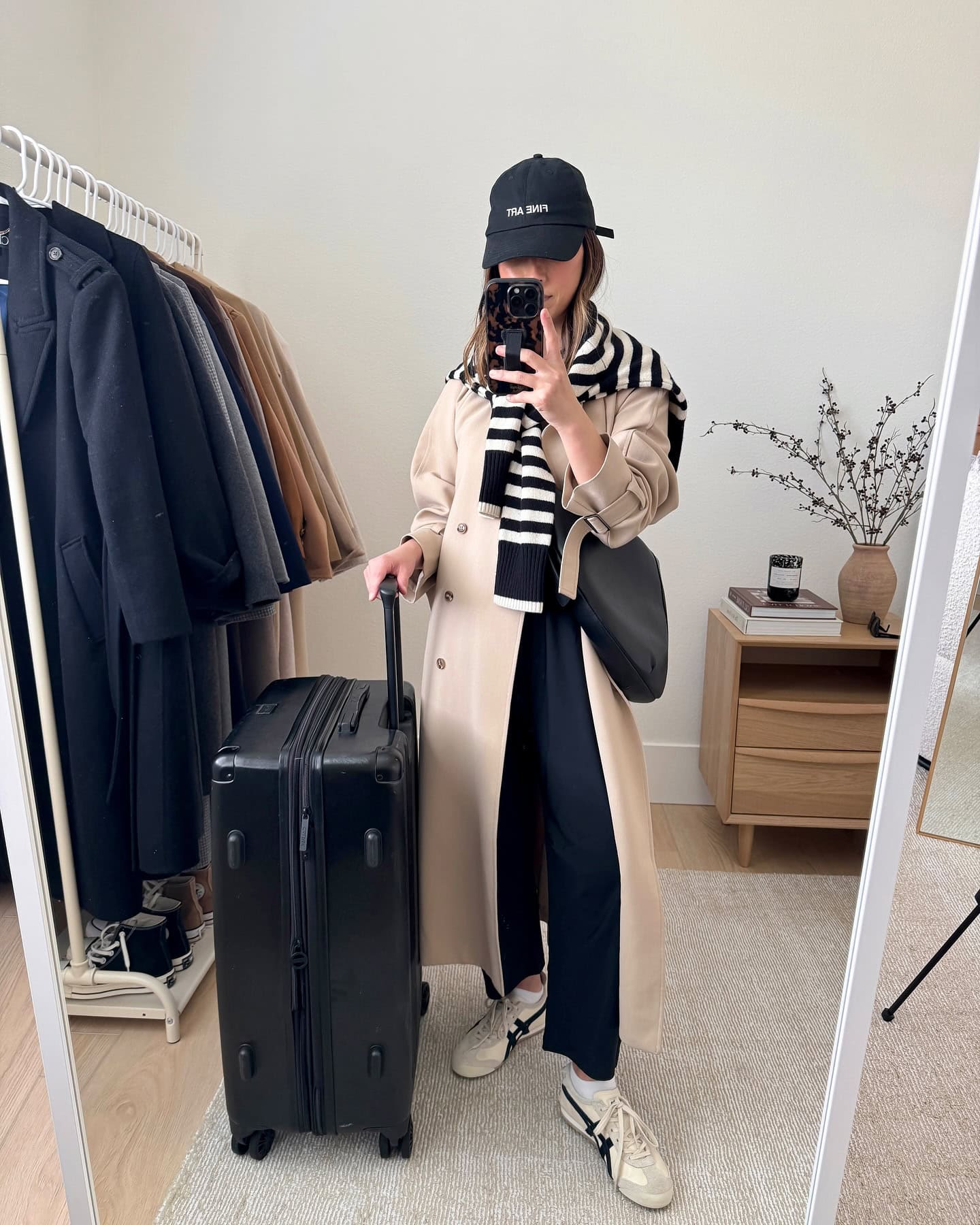 Beige Trench and Wide-Leg Pants