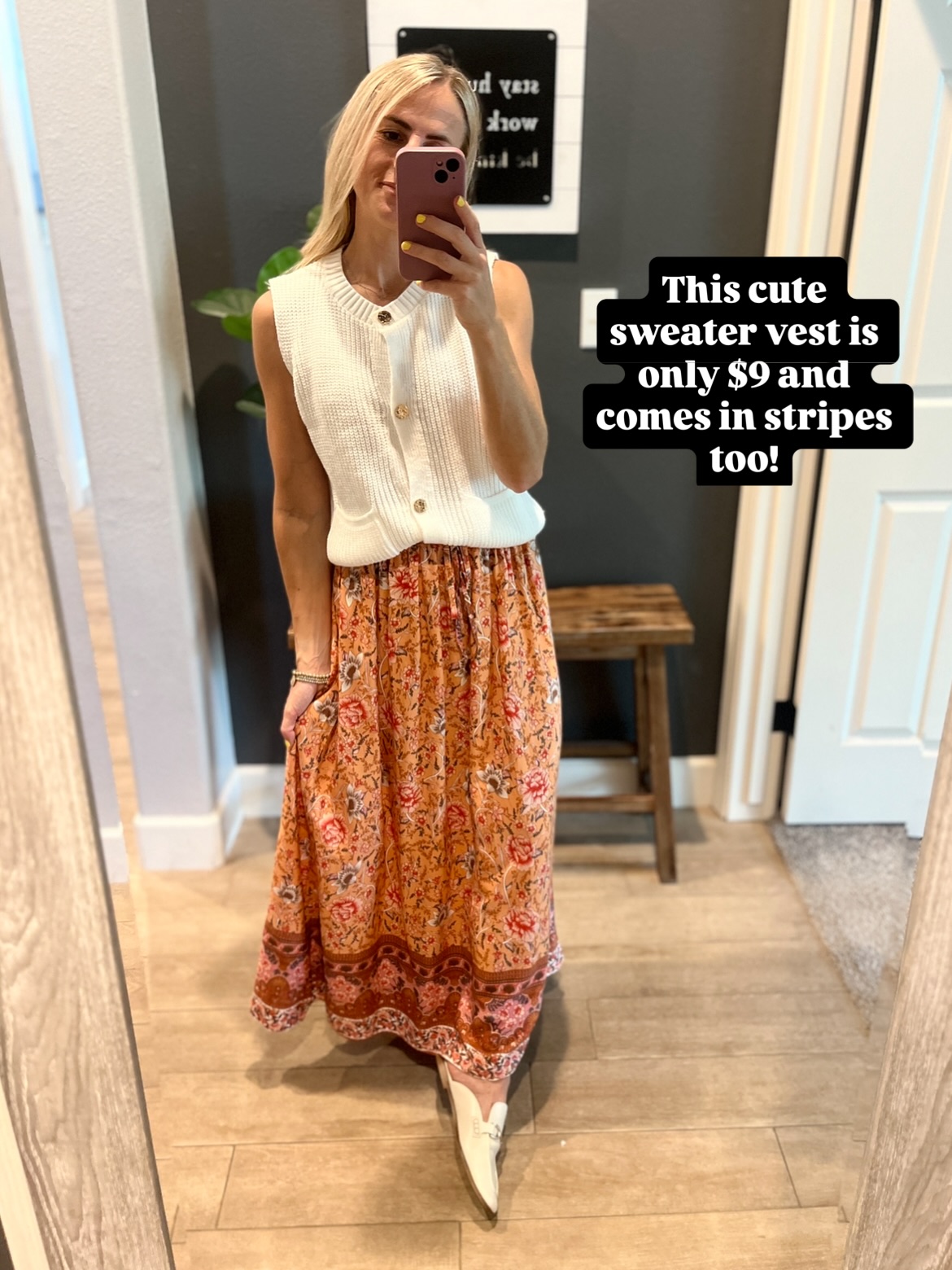 Sleeveless Vest and Floral Skirt