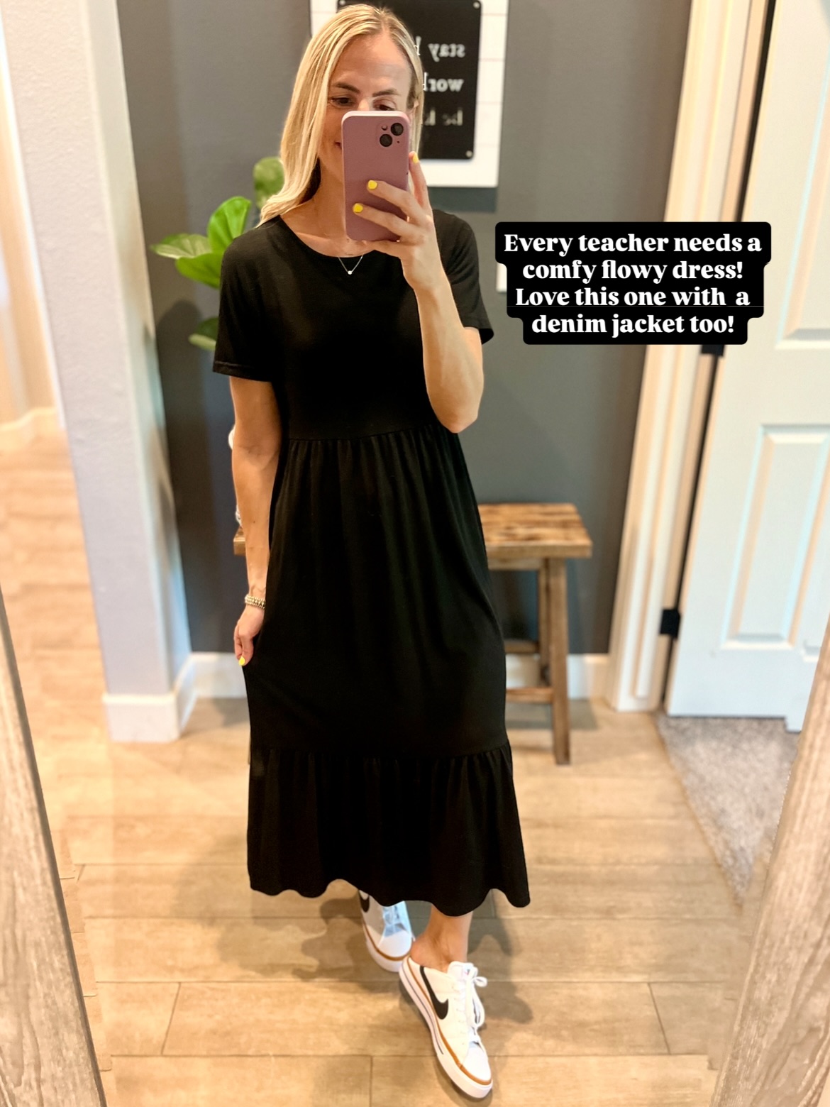 Tiered Midi Dress and Sneakers