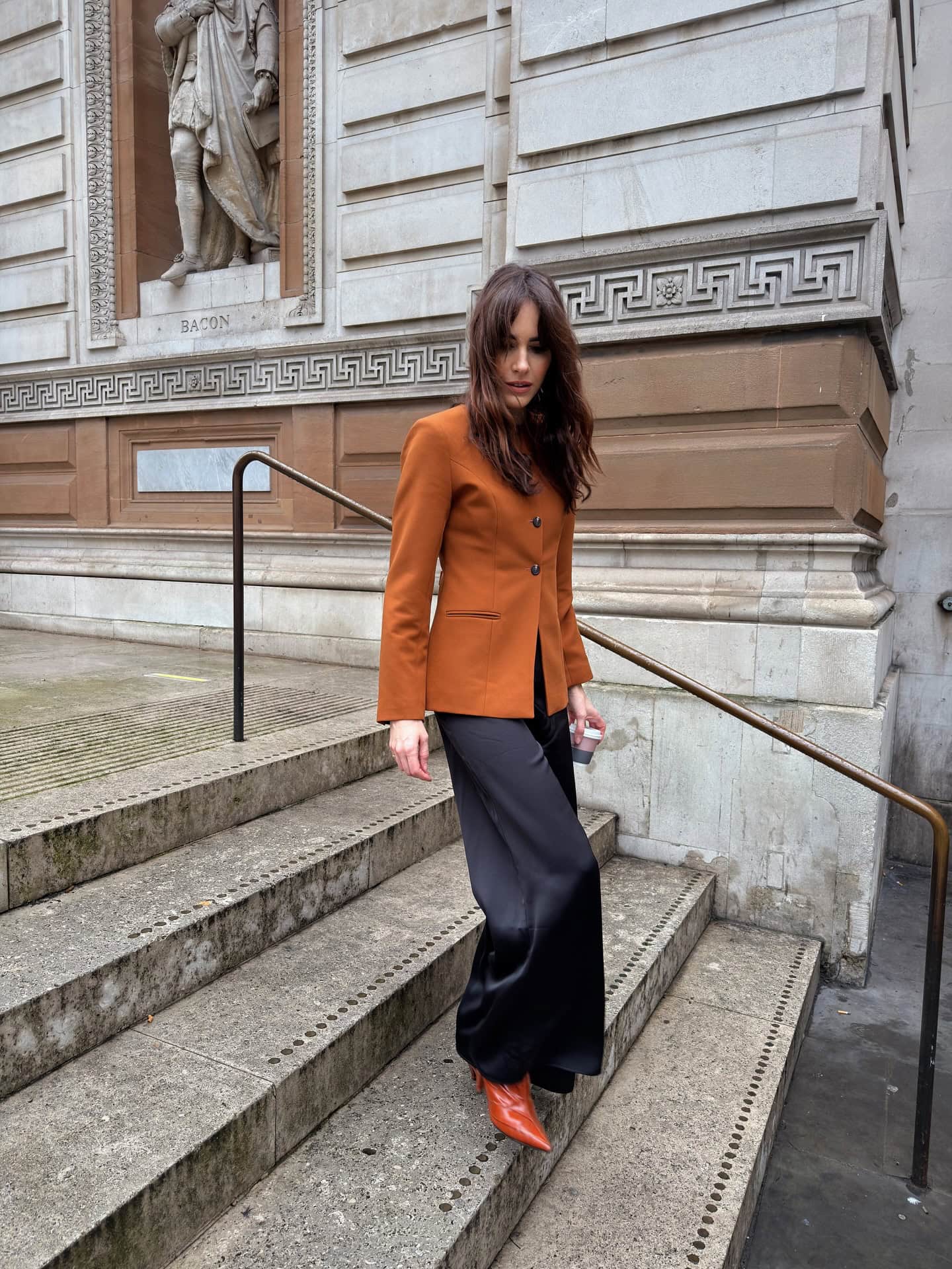 Bright Blazer and Silk Skirt