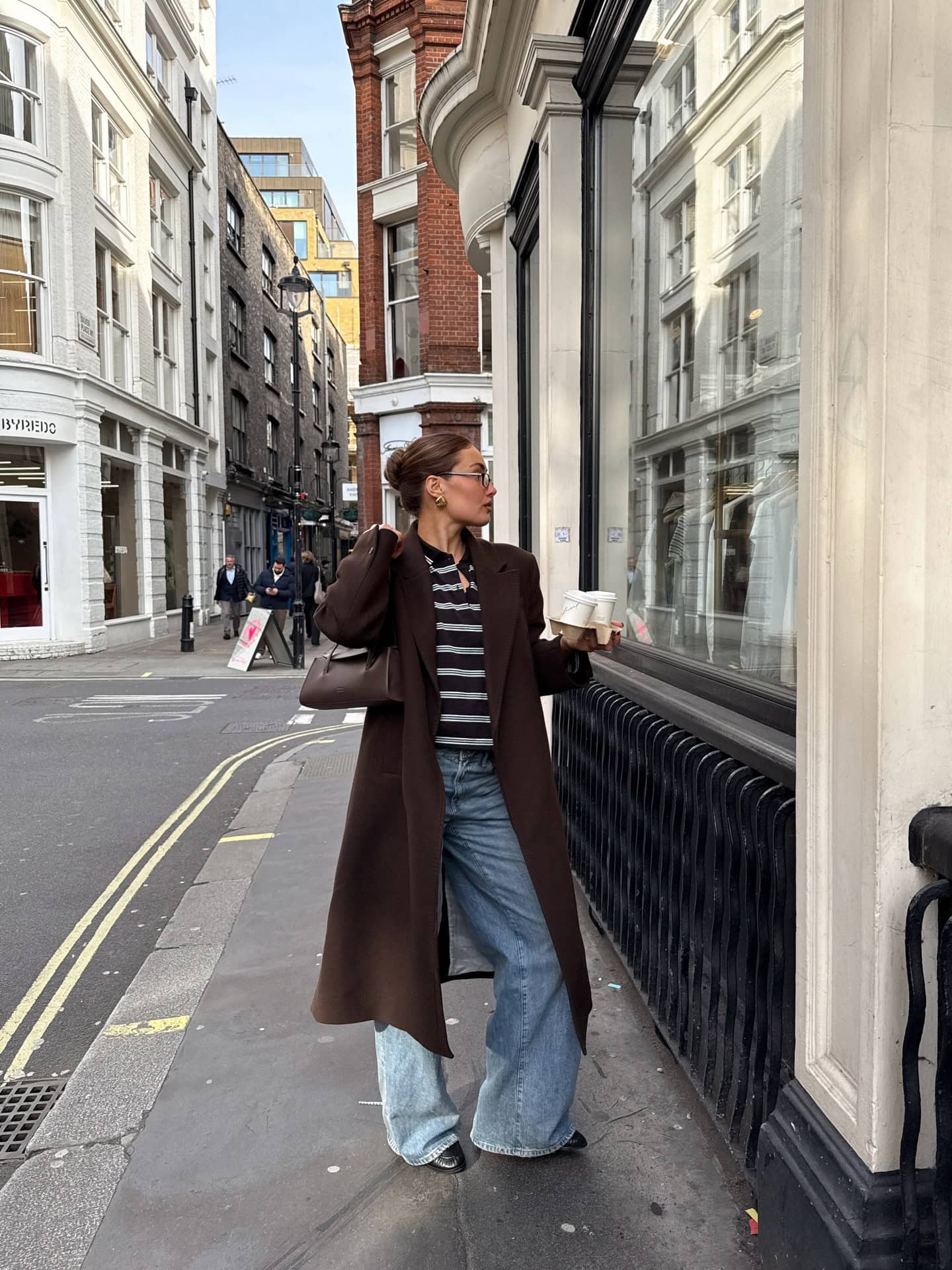 Long Coat and Striped Top