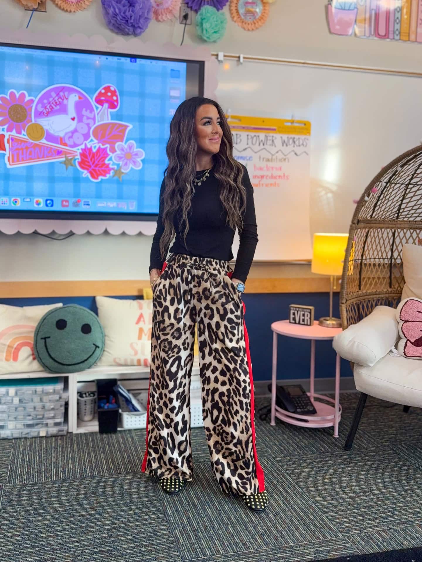 Black Top and Leopard Pants