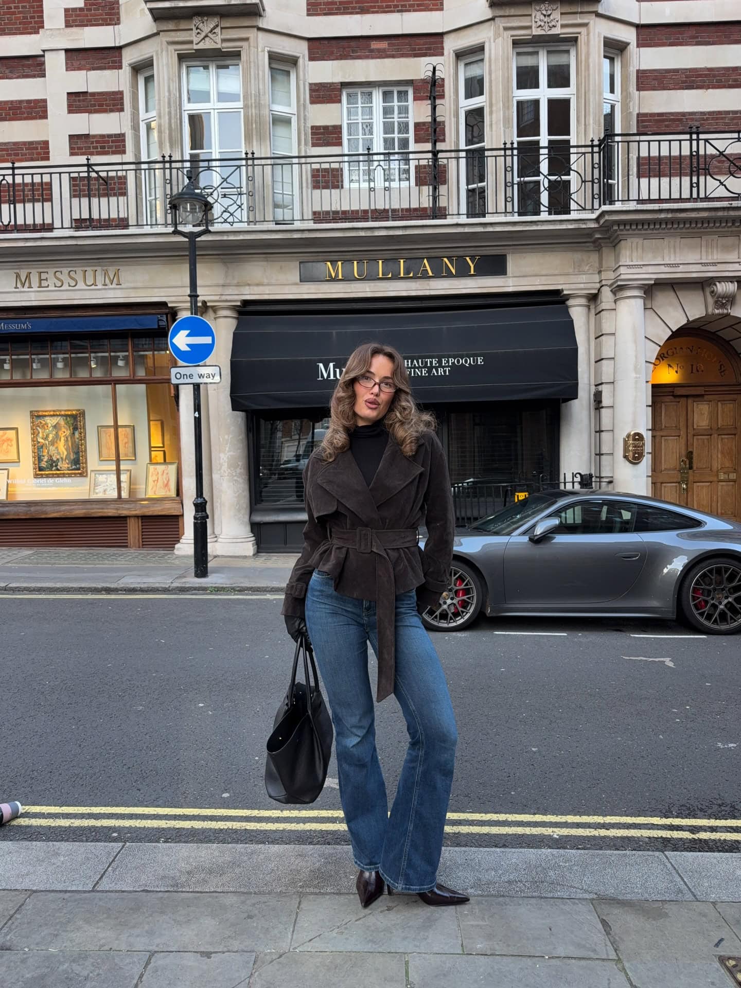 Belted Trench and Wide-Leg Jeans