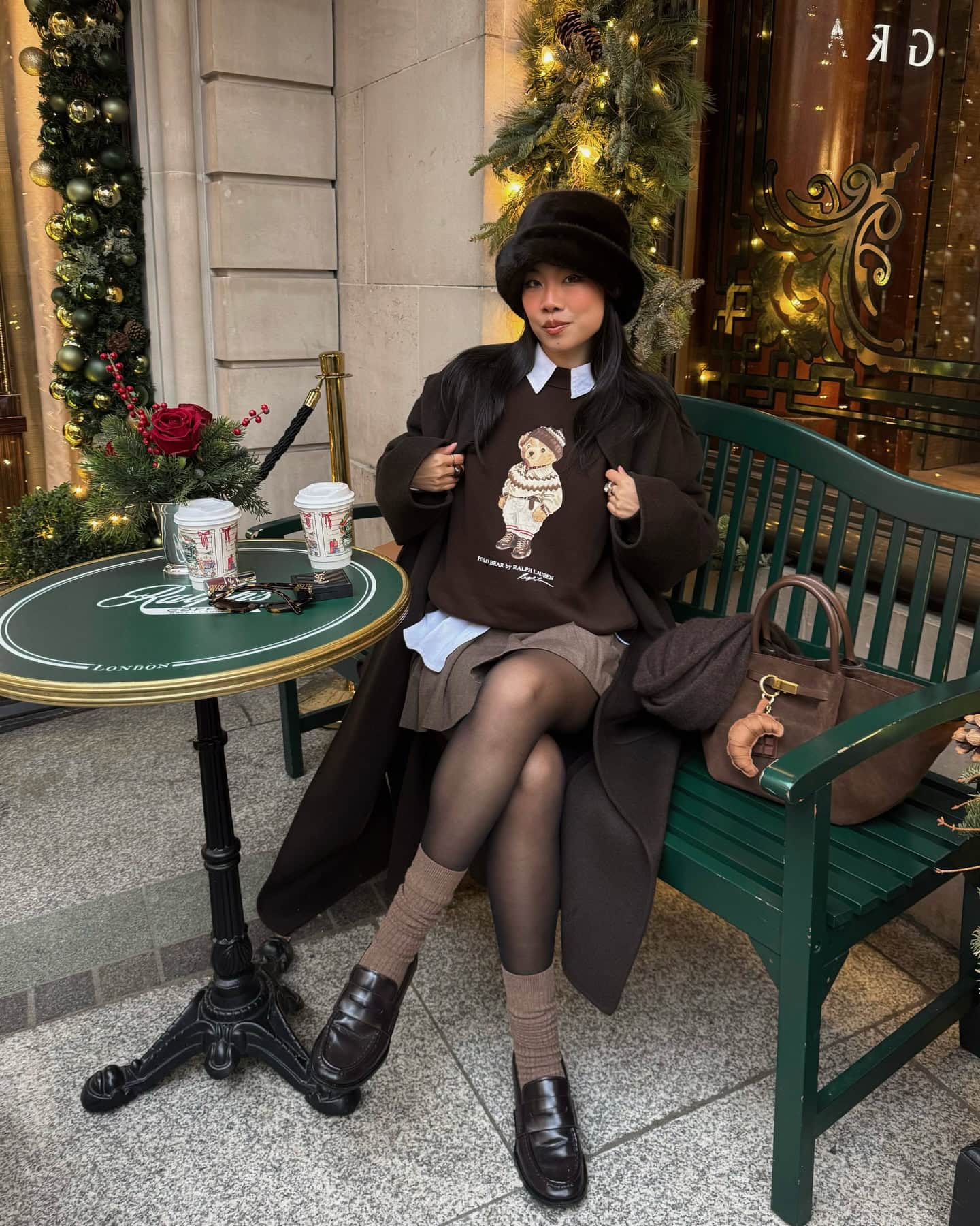Brown Sweater and Pleated Skirt