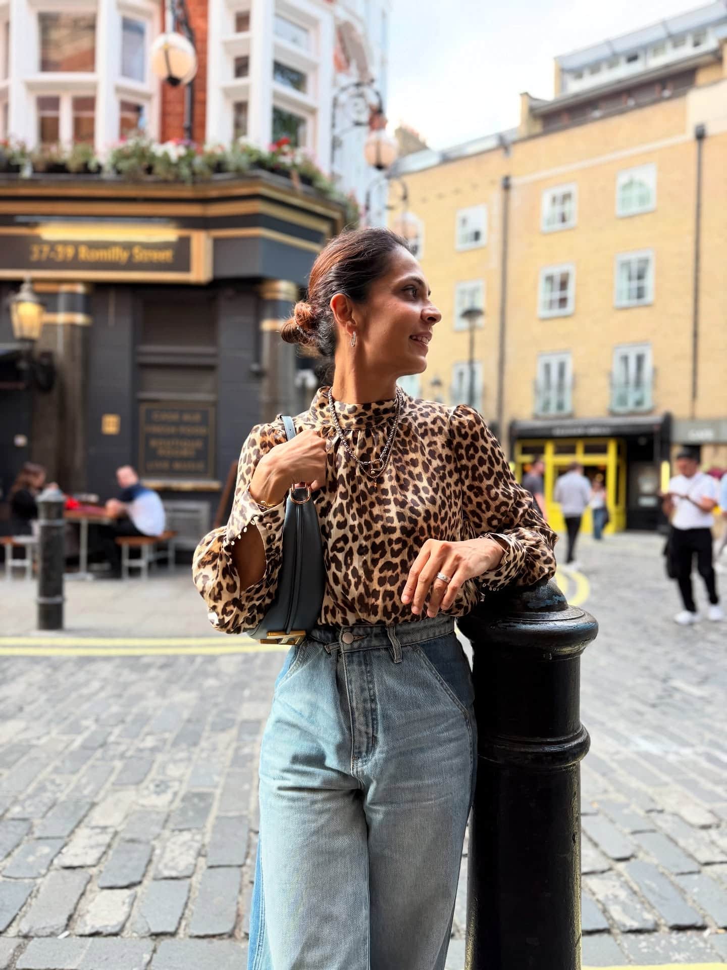 Leopard Print Blouse and Light Blue Jeans