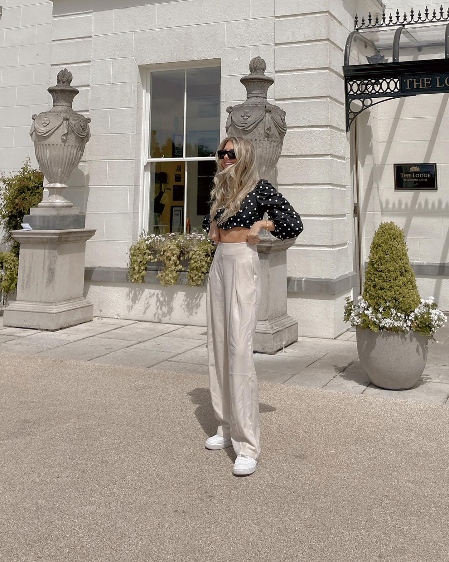 Polka Dot Crop Top and Wide-Leg Trousers