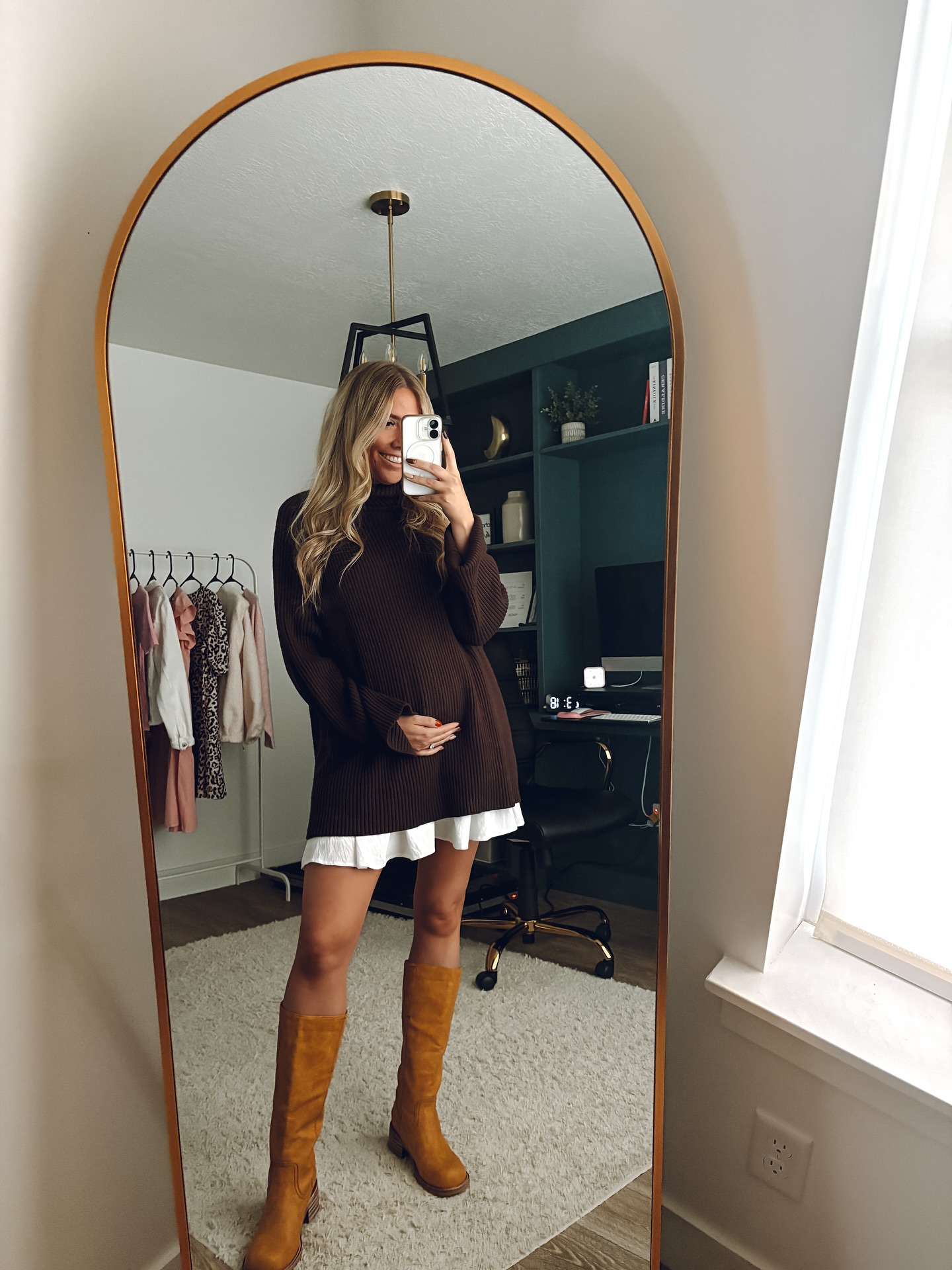 Sweater Dress with Layered Slip Dress