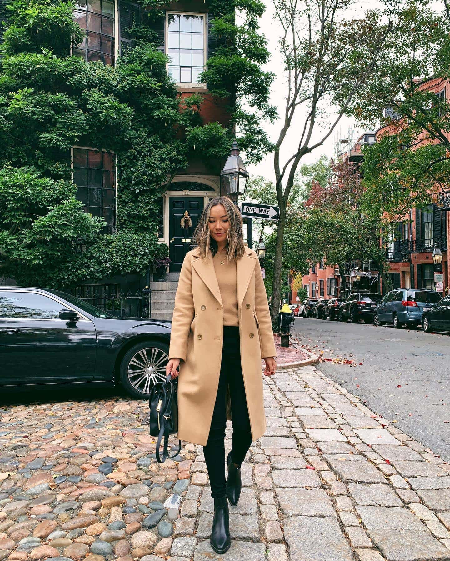 Camel Beige Double-Breasted Coat