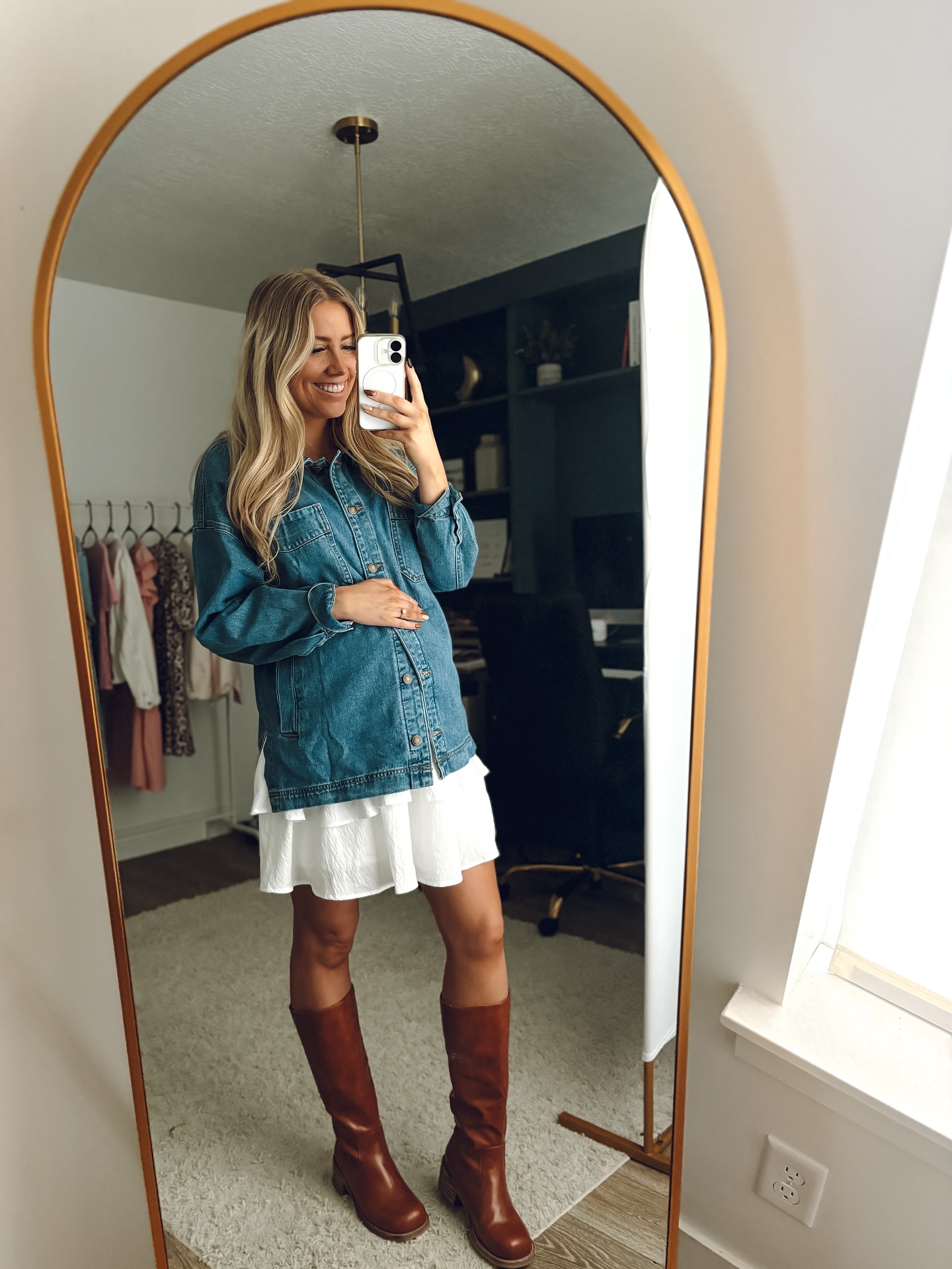 Denim Jacket Over Tiered Dress