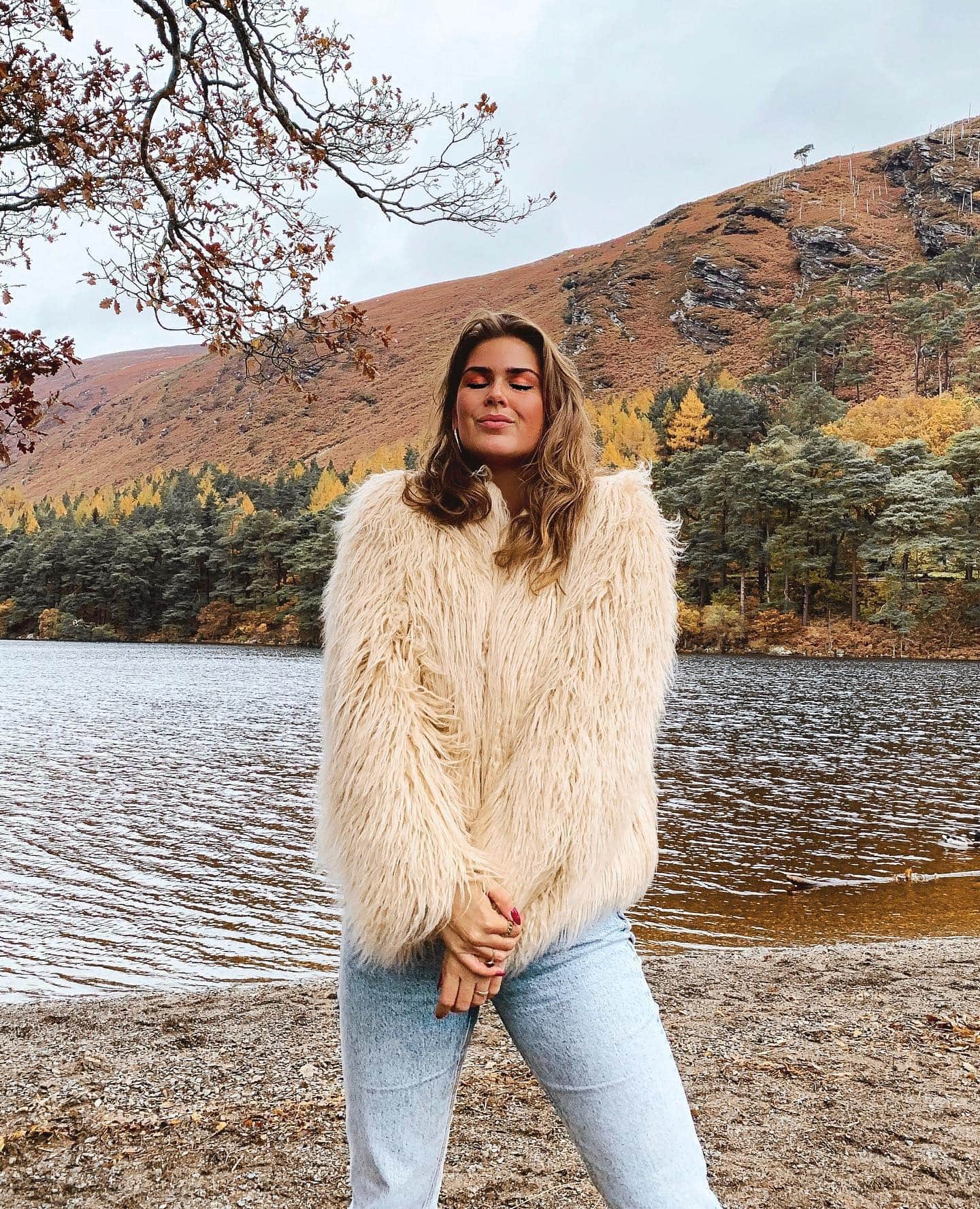 Shaggy Faux Fur Jacket and Jeans