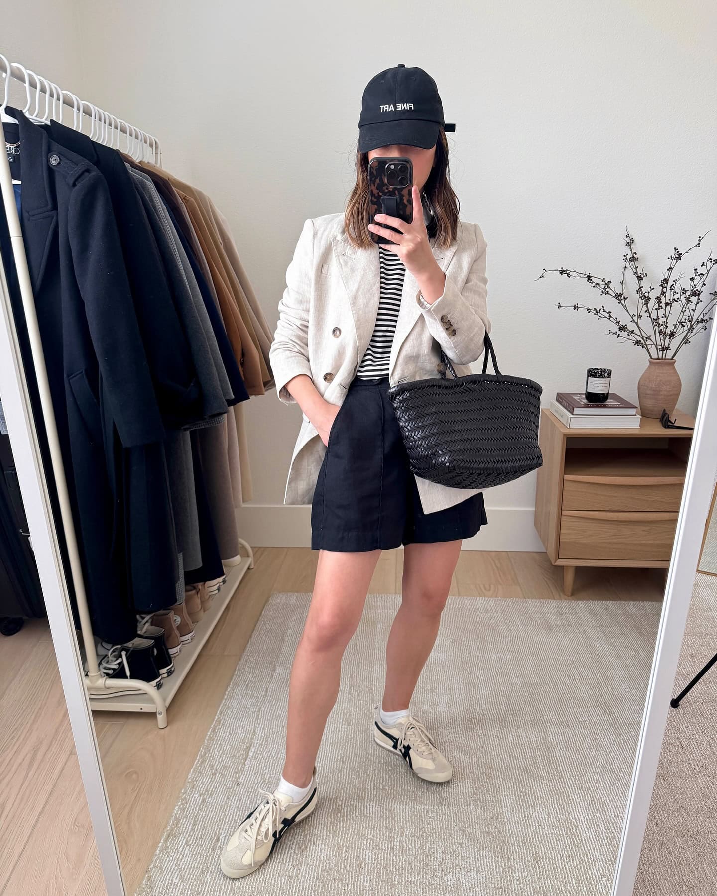 Striped Top and Blazer with Shorts