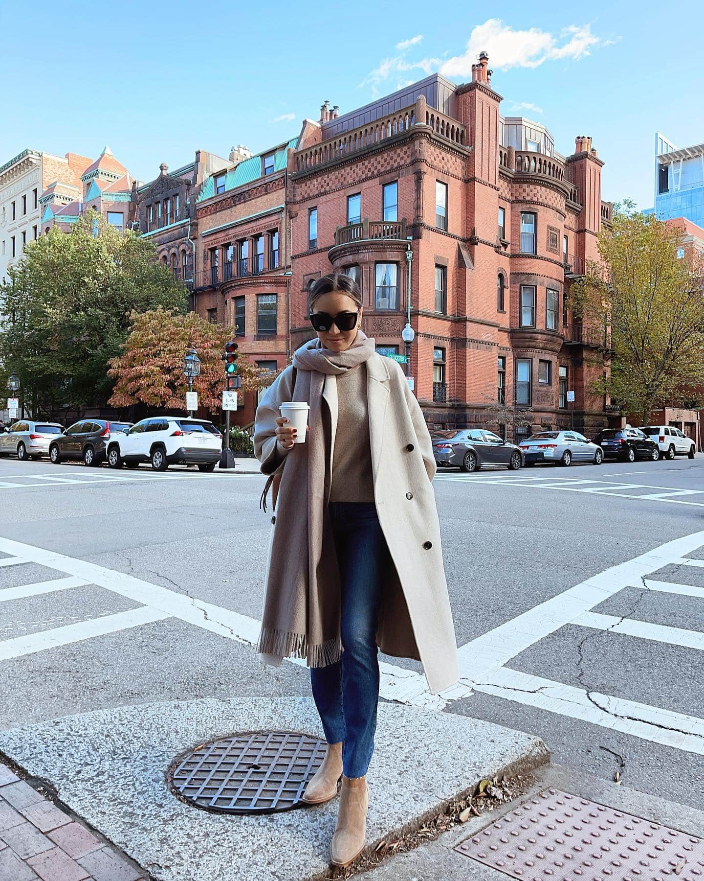 Beige Cream Double-Breasted Coat