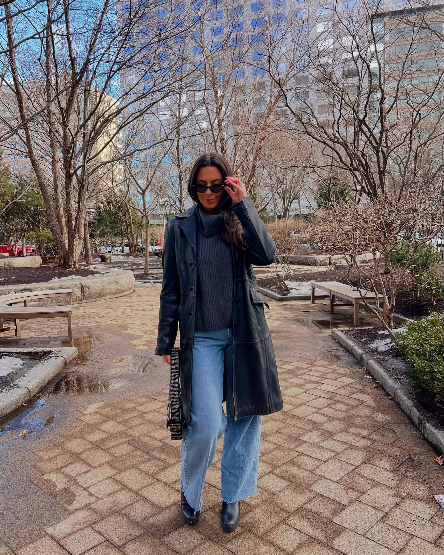 Black Leather Trench Coat