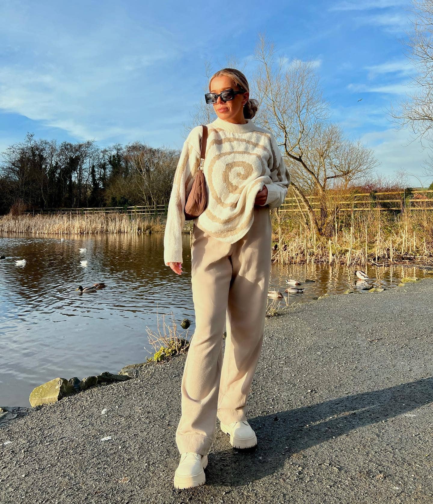 Oversized Knit Sweater and Winter Trousers