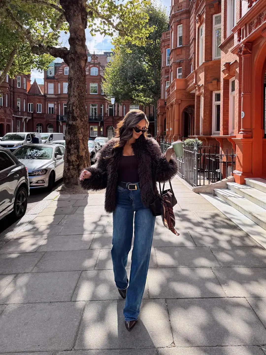 Black Top and Brown Fur Jacket