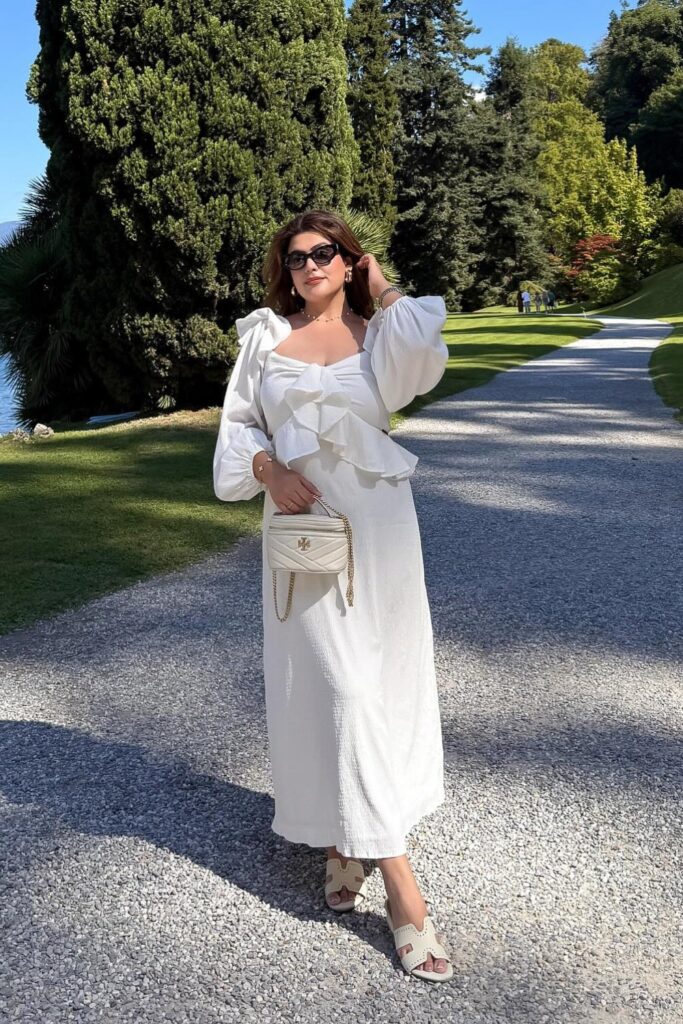 White Maxi Dress and Sandals