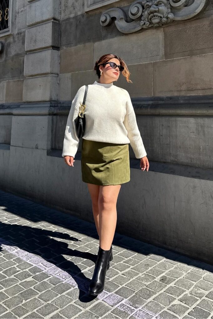 Ribbed Sweater and Mini Skirt