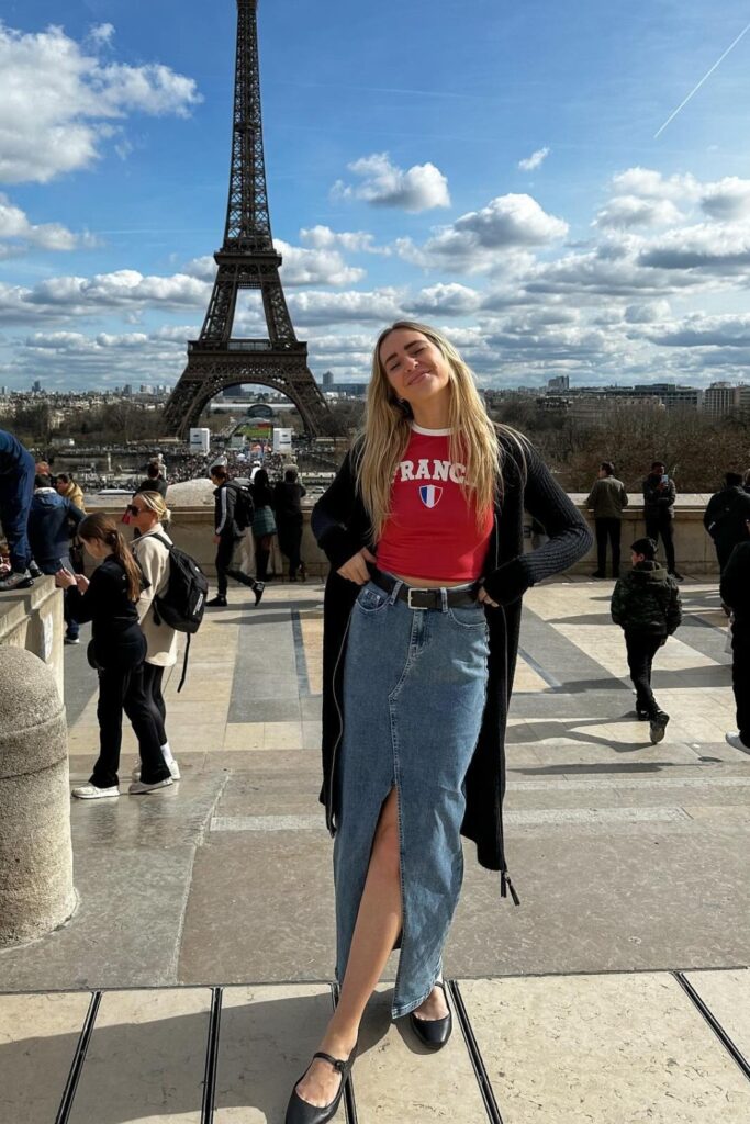Graphic Sweatshirt and Denim Maxi