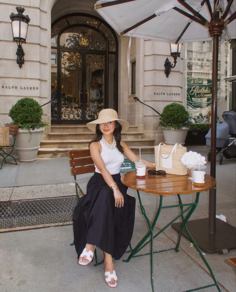 Black Maxi Skirt and White Tank